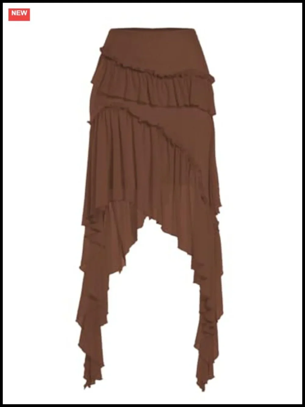 Boho Ruffle Asymmetrical High Rise Midi Skirt with Shorts, Y2K Fairy Mesh Skirt